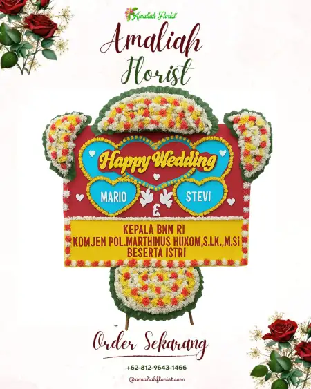 Papan Bunga Pernikahan Pagar Jati